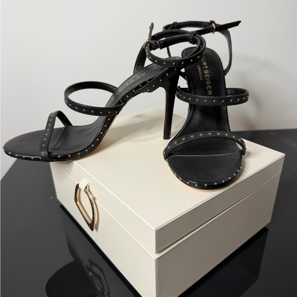 Kurt Geiger Black Studded Strappy Stiletto Heels